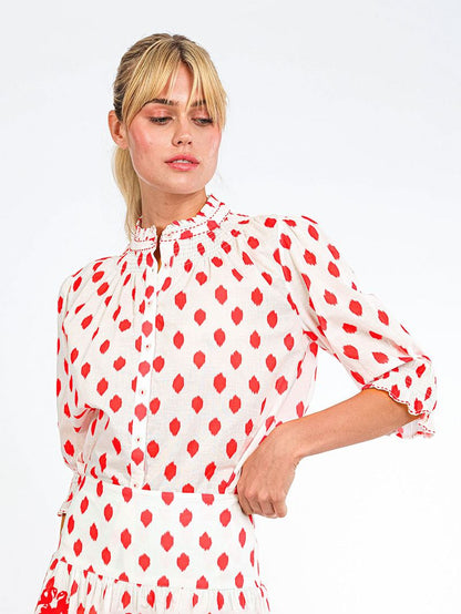 Bergamot Blouse in red dots by Nimo