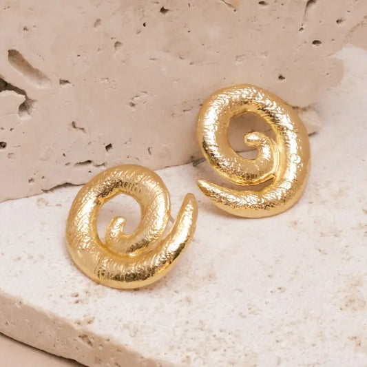 Swirl Stud Earrings in gold by Mayana
