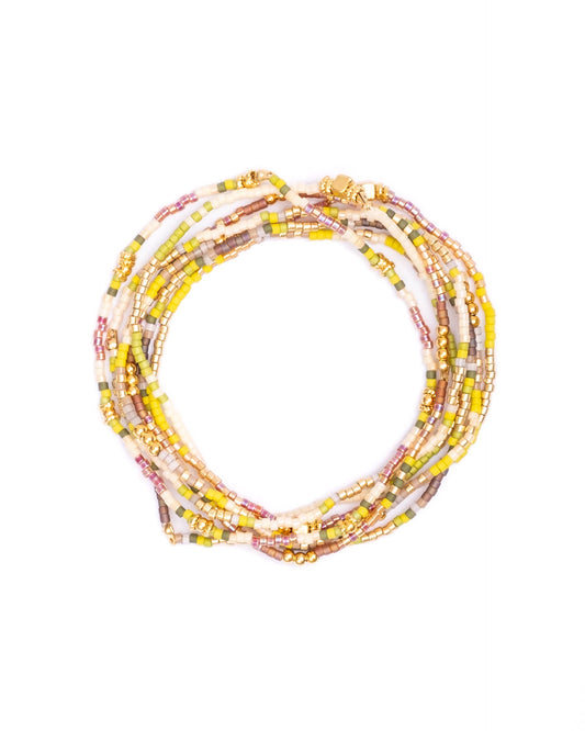 Set/7 Miyuki Beaded Stretch Bracelets (Citron/Tan/Cream)