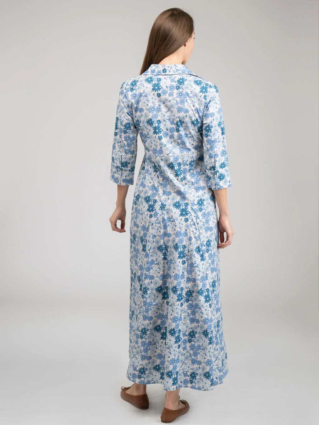 TRUNK SHOW- Alexa Maxi Dress in blue little fall garden by Beau & Ro