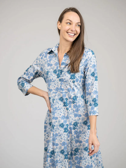 TRUNK SHOW- Alexa Maxi Dress in blue little fall garden by Beau & Ro