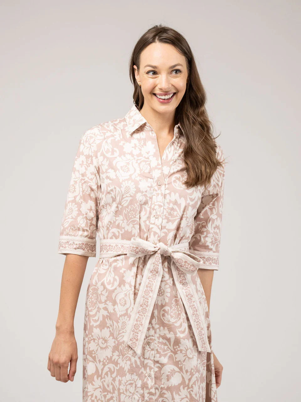 Eloise Maxi Flore Dress in sand by Beau & Ro