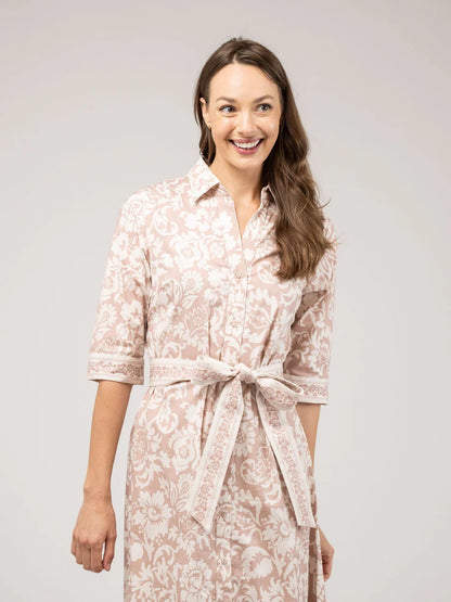 Eloise Maxi Flore Dress in sand by Beau & Ro
