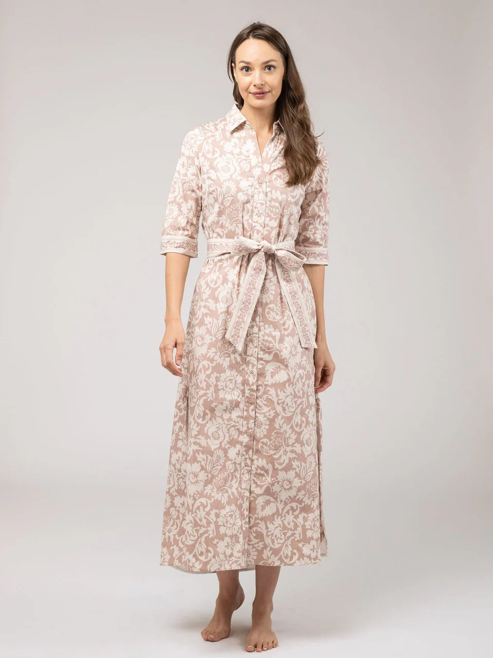 Eloise Maxi Flore Dress in sand by Beau & Ro