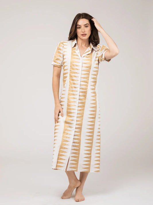 Kris Edgy Dress in white/gold by Beau & Ro