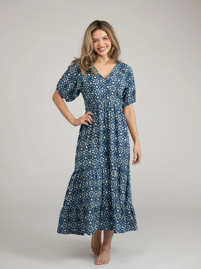 TRUNK SHOW- Poppy Maxi Dress in navy star blue resist by Beau & Ro