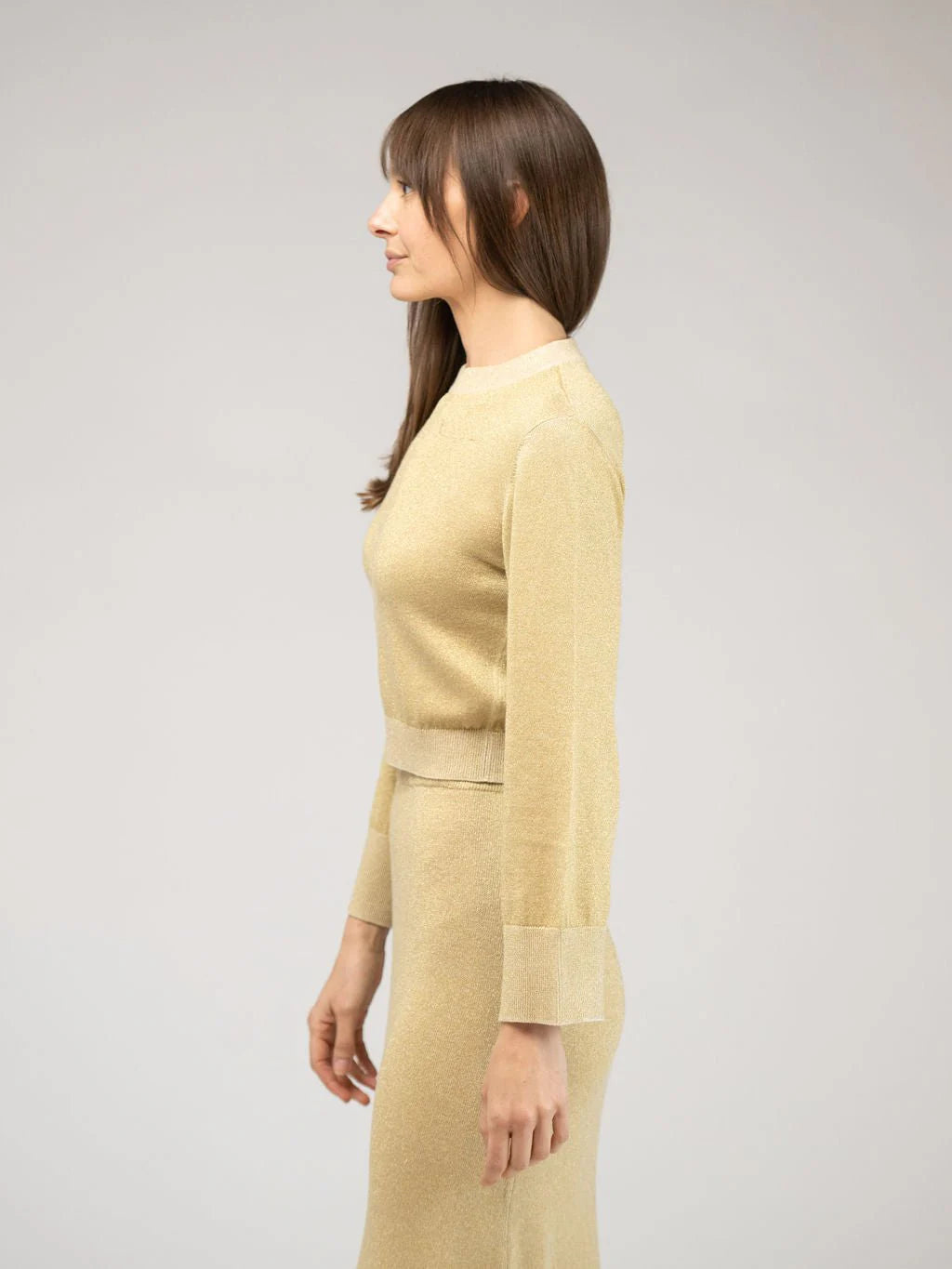 Shimmer Crewneck Sweater in gold by Beau & Ro