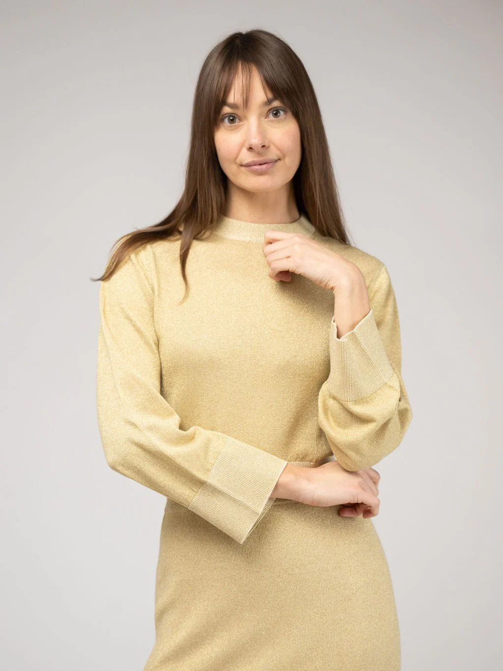 Shimmer Crewneck Sweater in gold by Beau & Ro