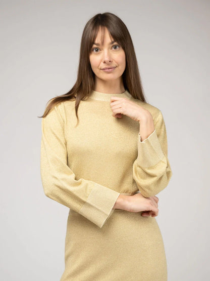 Shimmer Crewneck Sweater in gold by Beau & Ro