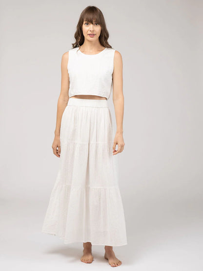 Beach Tank in white seersucker by Beau & Ro
