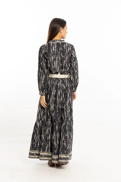 Ariana Printed Maxi Skirt in black pearl by Bindu