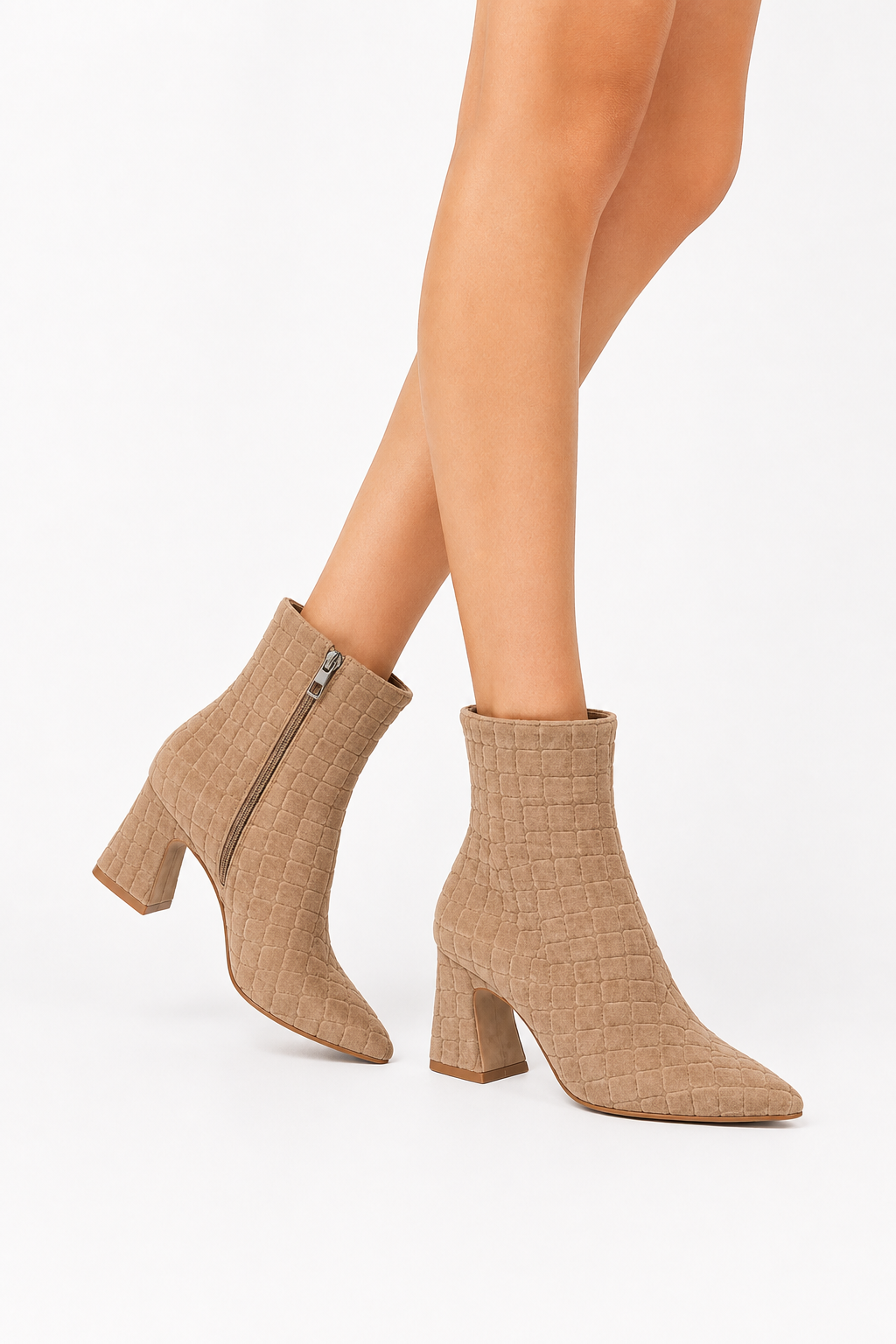 Etoile Leather Croco Suede Bootie in almond by Bruno Menegatti
