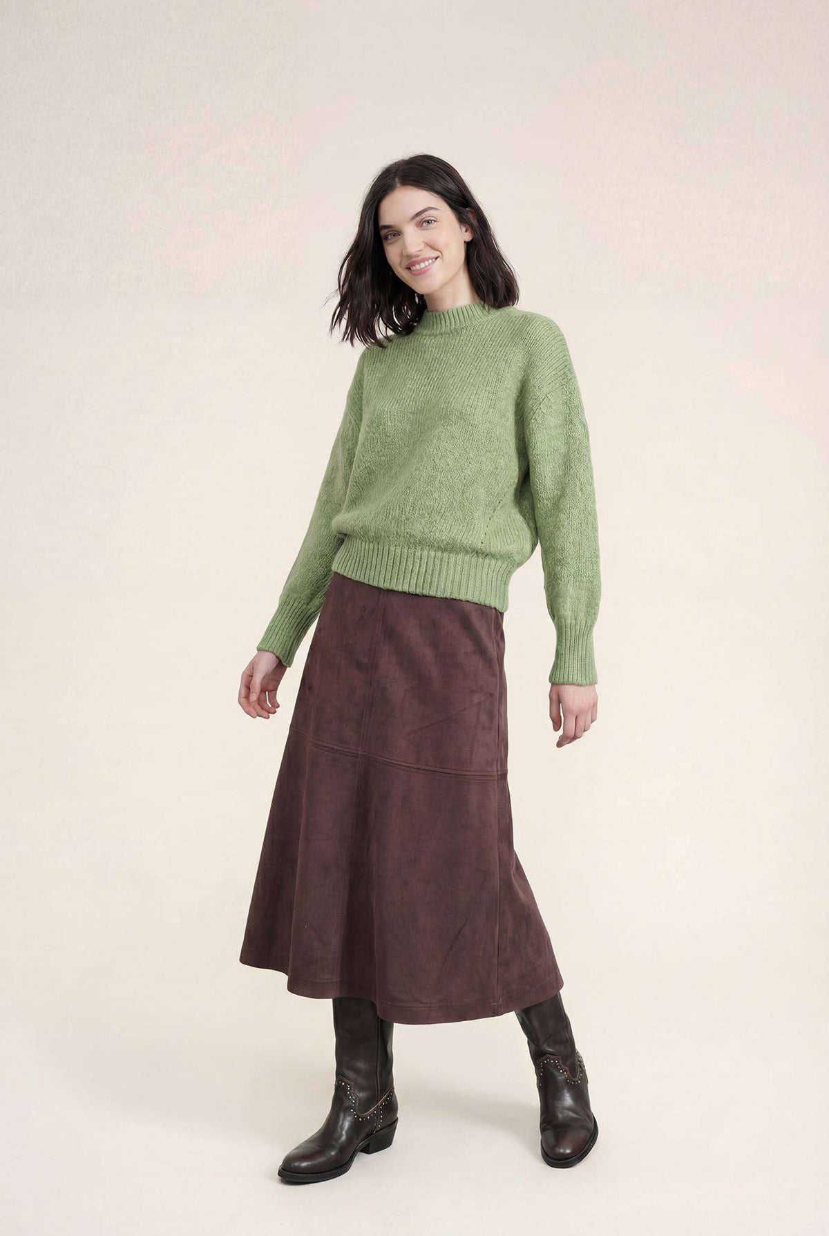 Suede Skirt in dark brown by B-YU