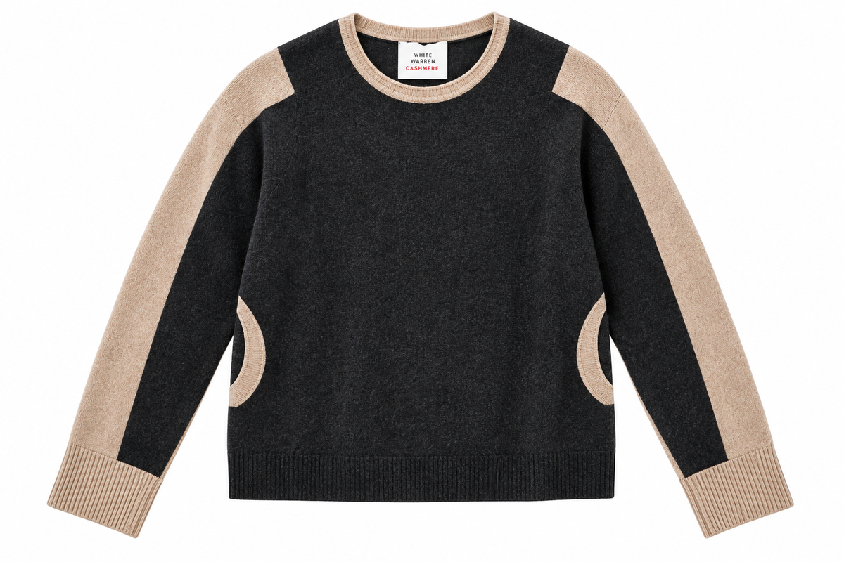 Solid Sweater with Stripe Sleeve in charcoal by Aldo Martins
