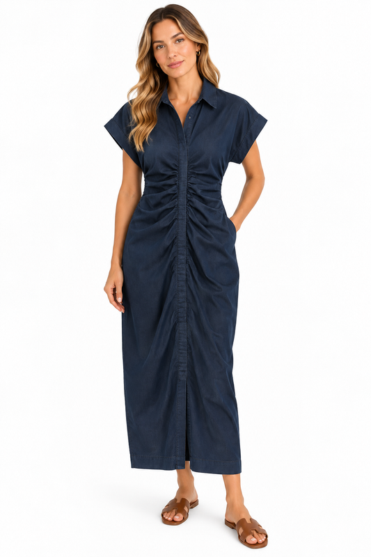 Sophia Midi Dress in denim by Fraiche