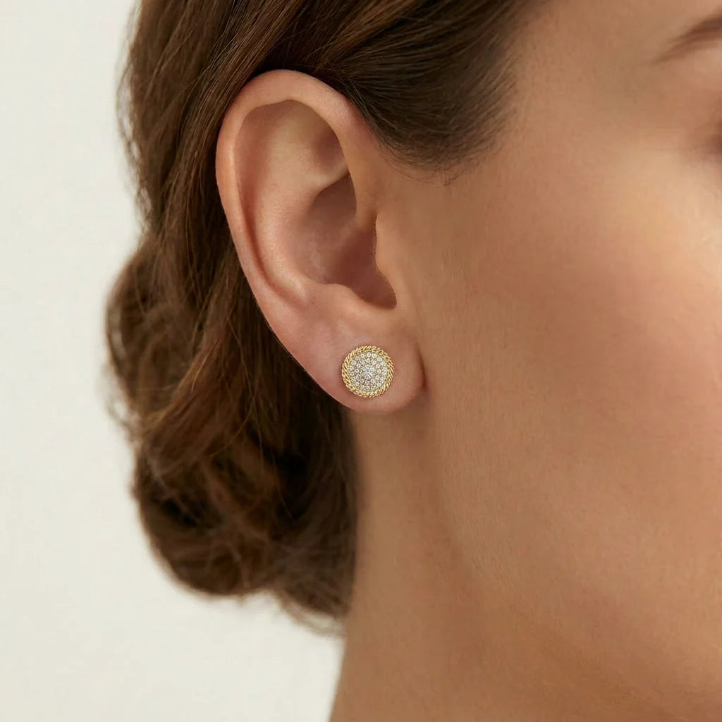 Circle Rope Stud Earring in gold by Ella Stein