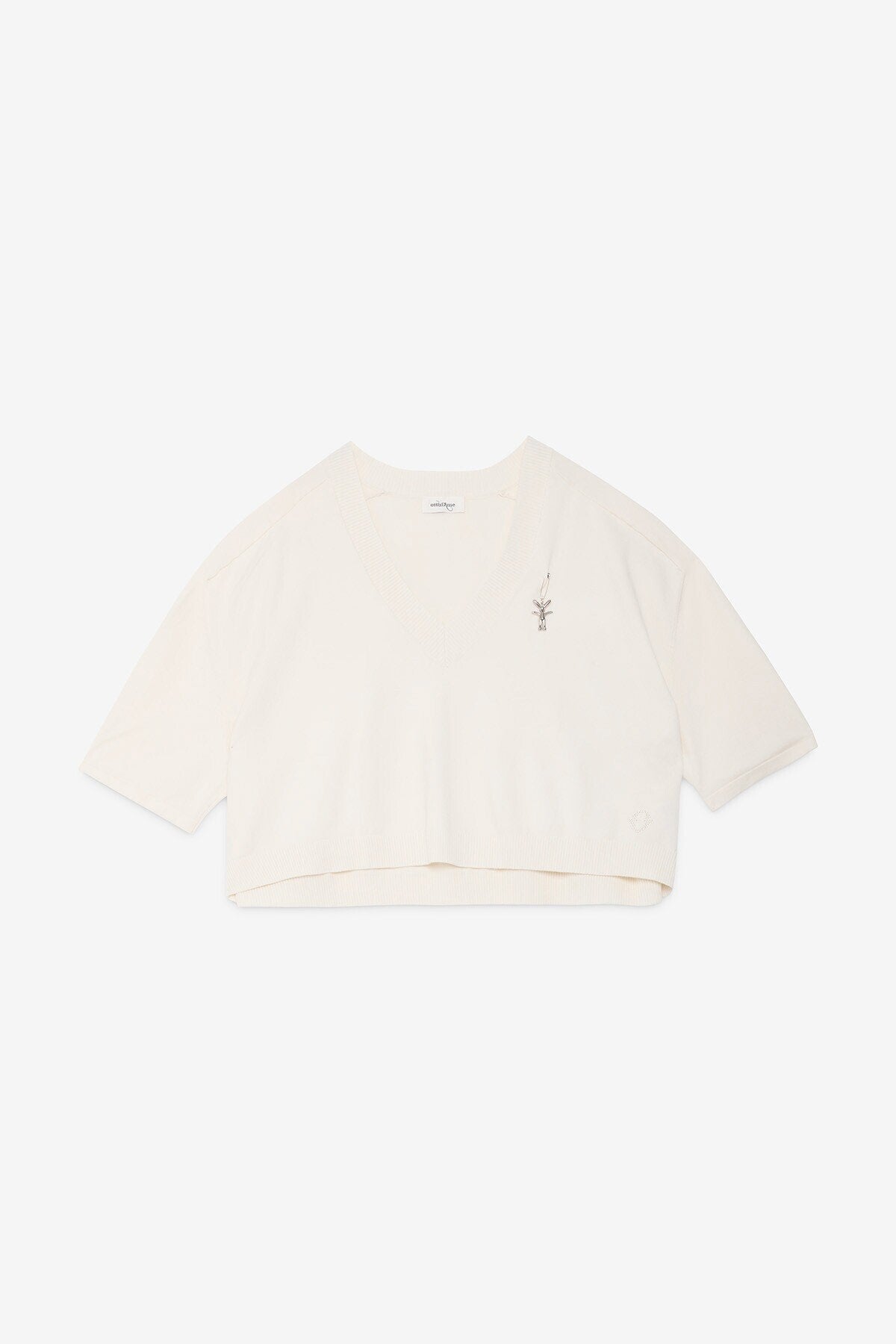Cream sweater by ottod'ame flat lay on white background