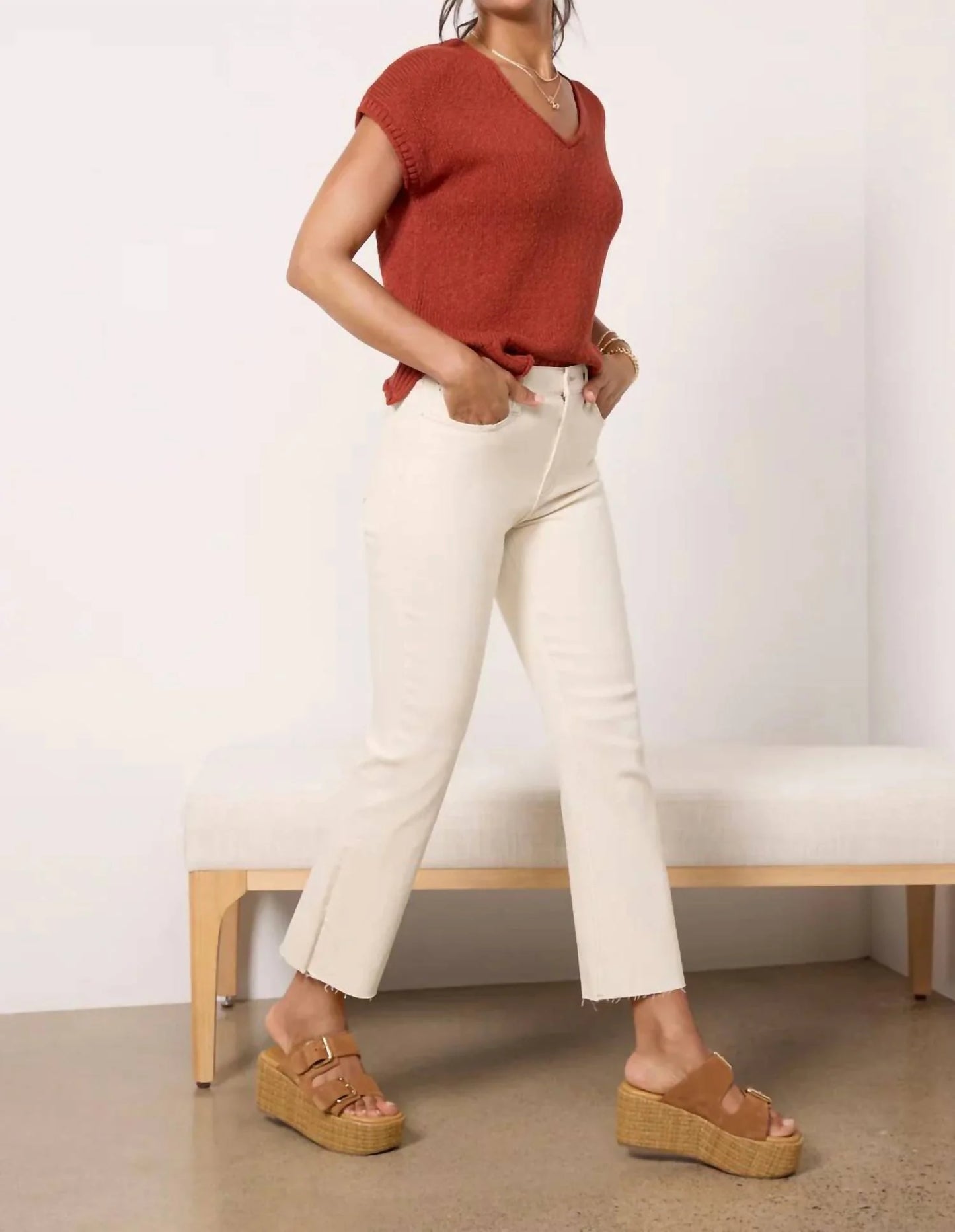 Lennon High Rise Crop Boot in sand stone by Pistola