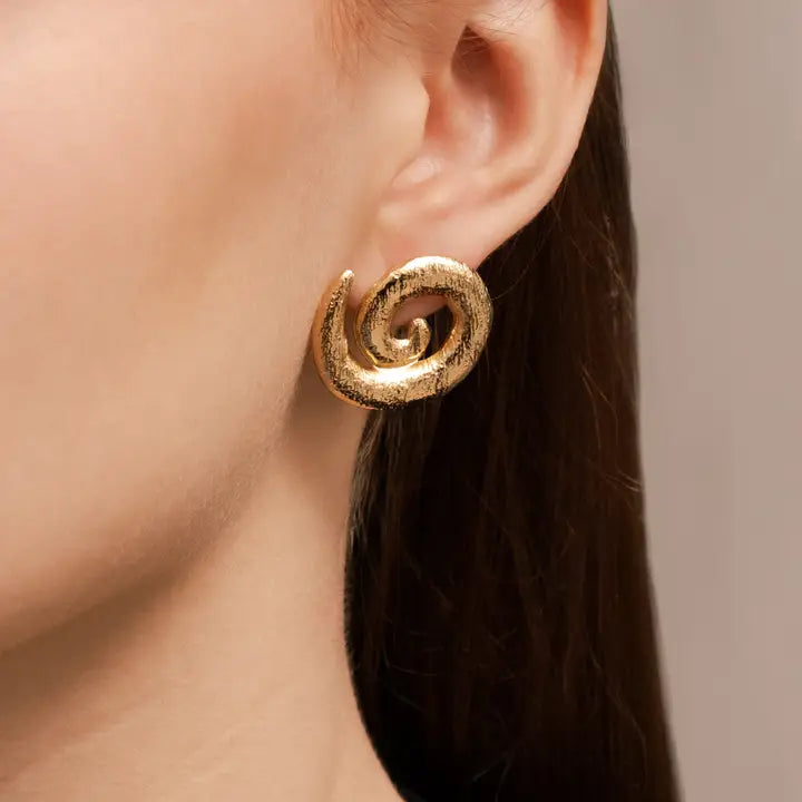 Swirl Stud Earrings in gold by Mayana