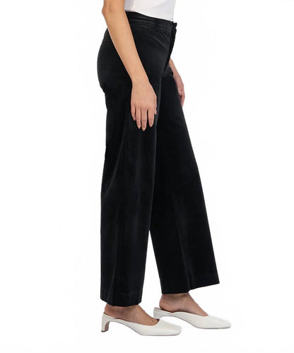 Meg High Rise Wide Leg Velveteen Trouser in black by KUT