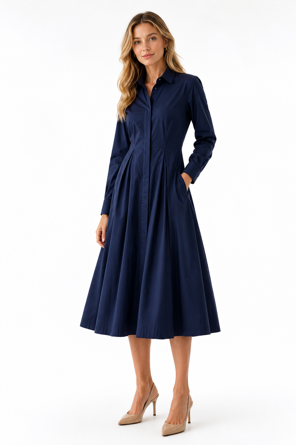 Thalia Dress in navy blue by Exquise