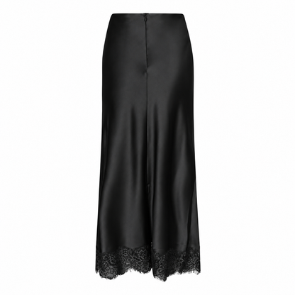 Satin Slip Skirt with Lace in black by Esqualo