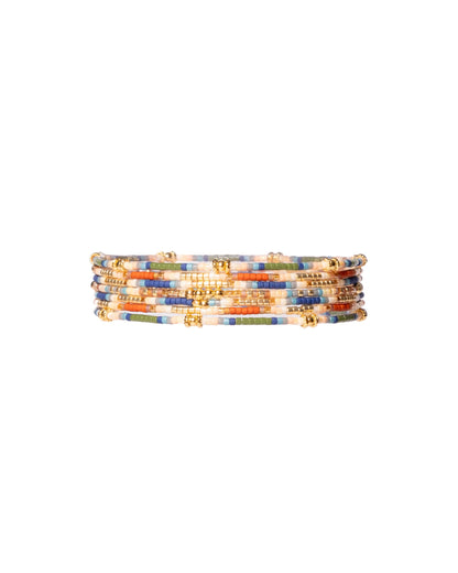Set/7 Miyuki Beaded Stretch Bracelets (Blue/Green/Rust)