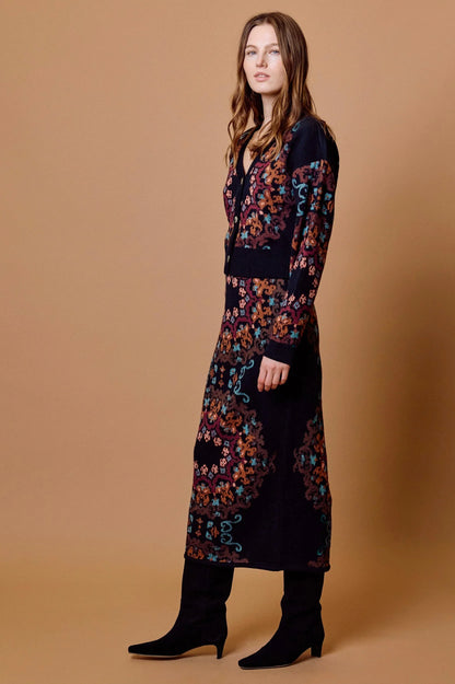 Daniella Sweater in venezia ebony print by Cleobella