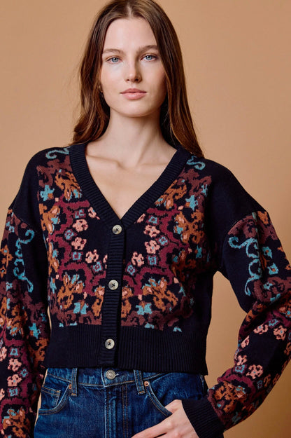 Daniella Sweater in venezia ebony print by Cleobella