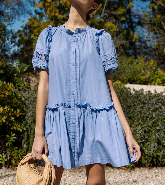 Dolly Mini Dress in periwinkle by Cleobella