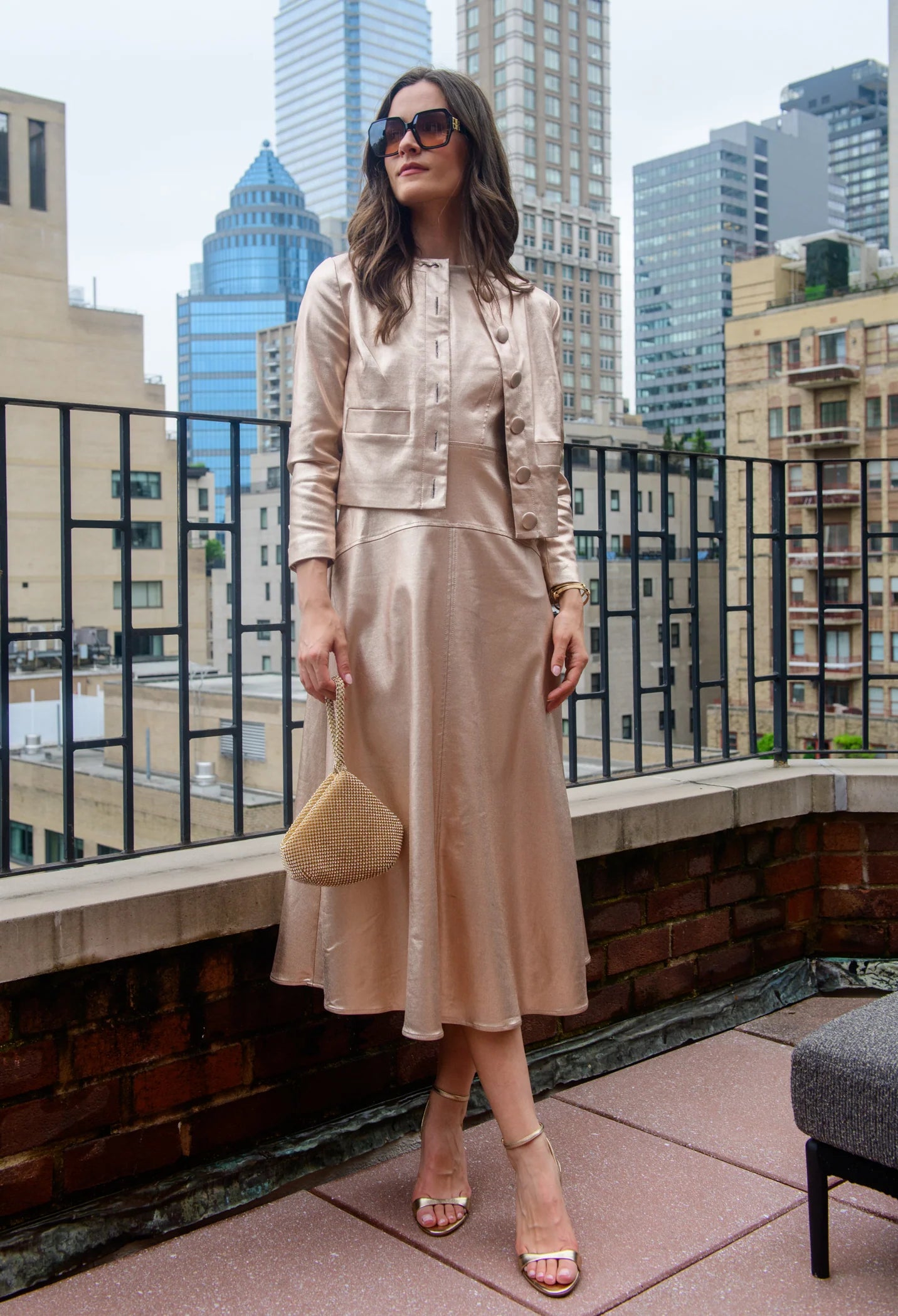 Claire Dress in metallic denim by Elizabeth James