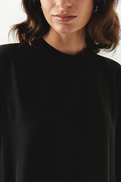 Joelle Long Sleeve High Neck Blouse in black by Exquise