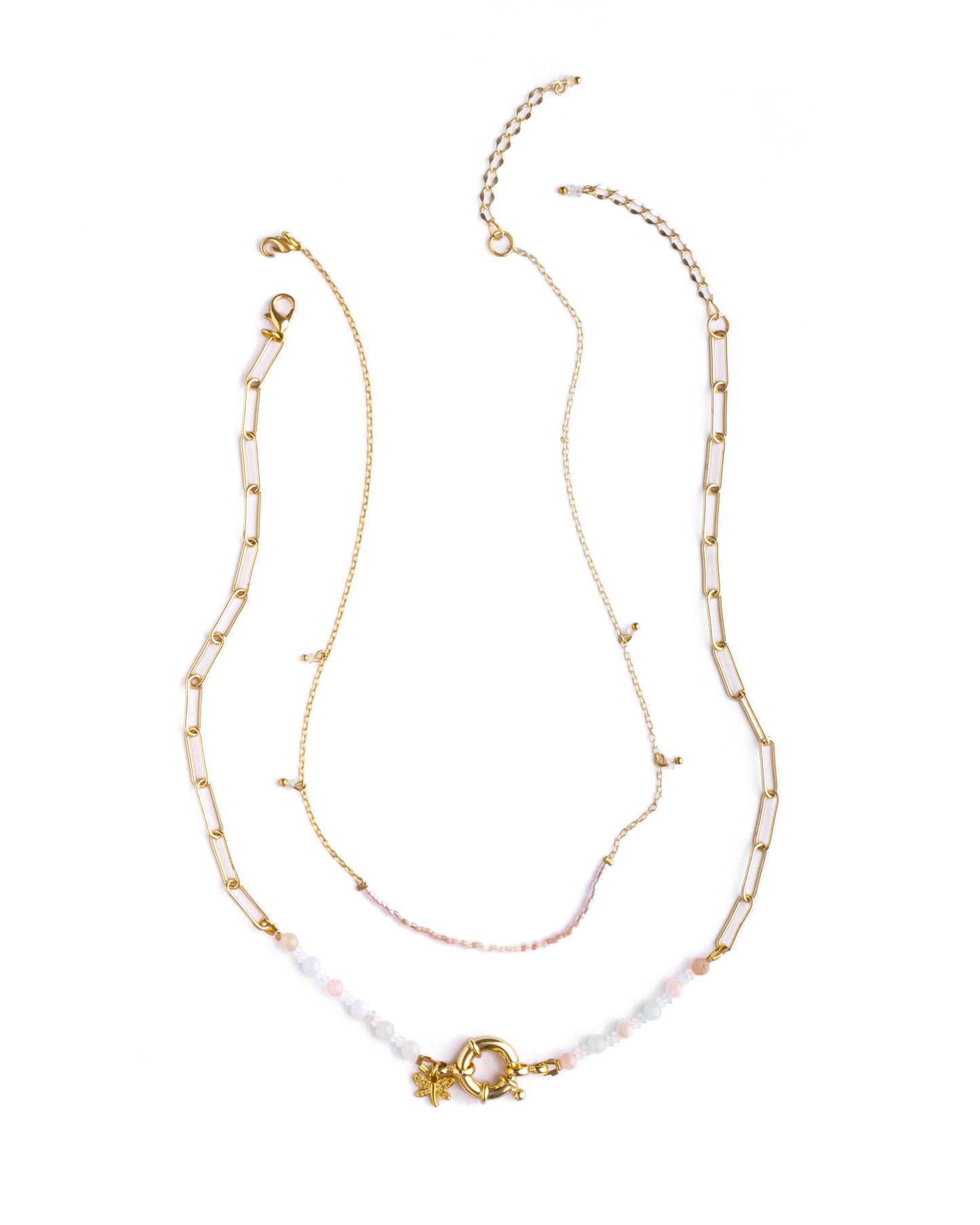 Beaded Charm and Chain Layering Necklace Set/2 (Garden)