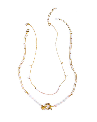 Beaded Charm and Chain Layering Necklace Set/2 (Garden)