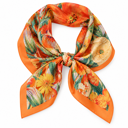 Floral Print Bandana Scarf in orange