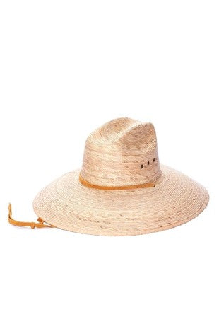 Straw Hat with Suede Neck Tie in natural