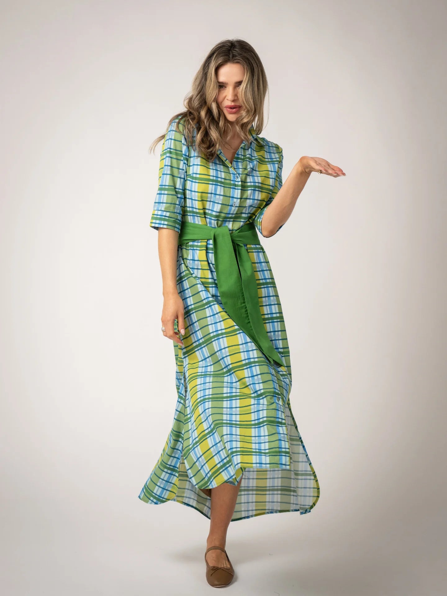 Model wearing eloise dress by beau and ro 