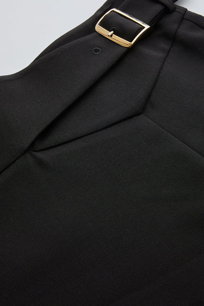 Sol Black Flared Midi Skirt in black by Exquise