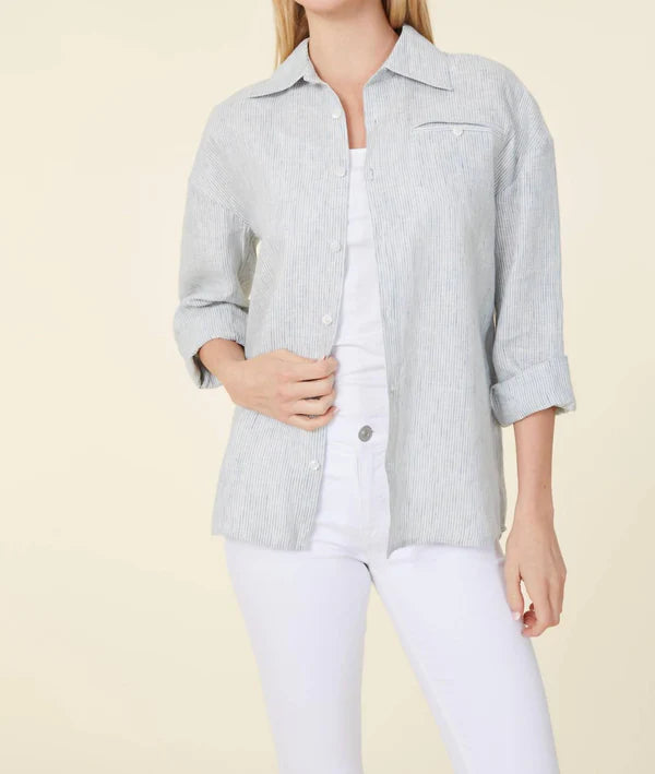 Long Sleeve Stripe Shirt in blue/white by Dolce Cabo