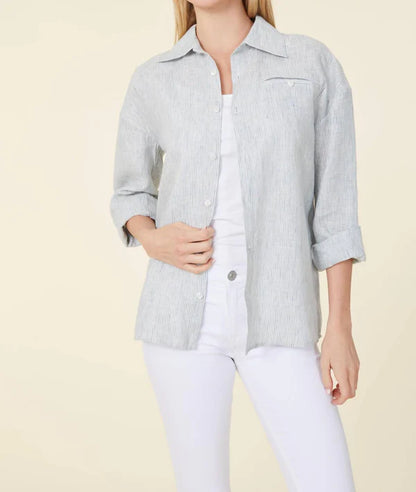 Long Sleeve Stripe Shirt in blue/white by Dolce Cabo