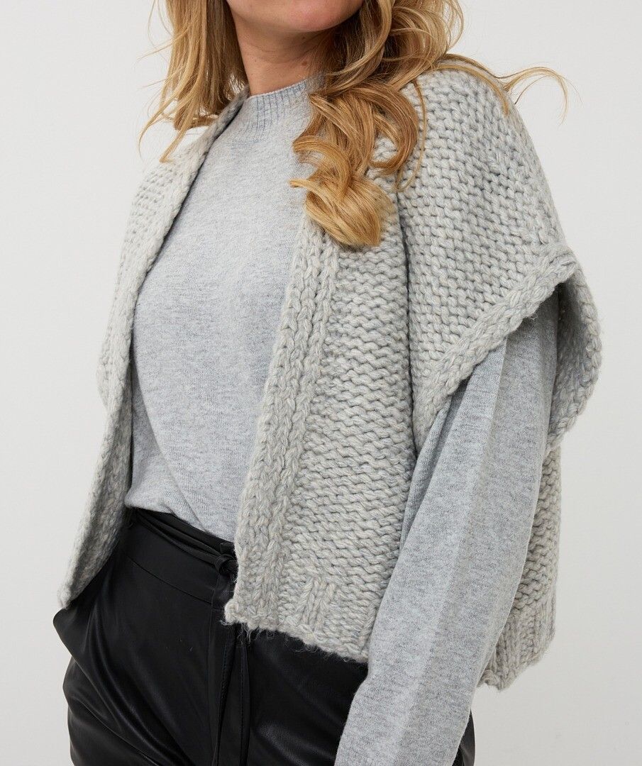 Cardigan Gilet Sweater in light grey melange by Esqualo