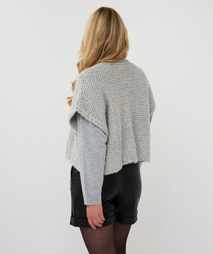 Cardigan Gilet Sweater in light grey melange by Esqualo