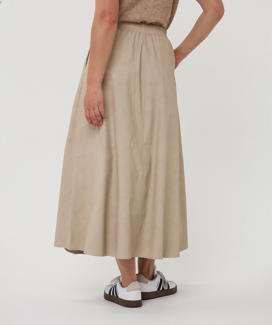 Lightweight Elastic Waist Skirt in light taupe by Esqualo