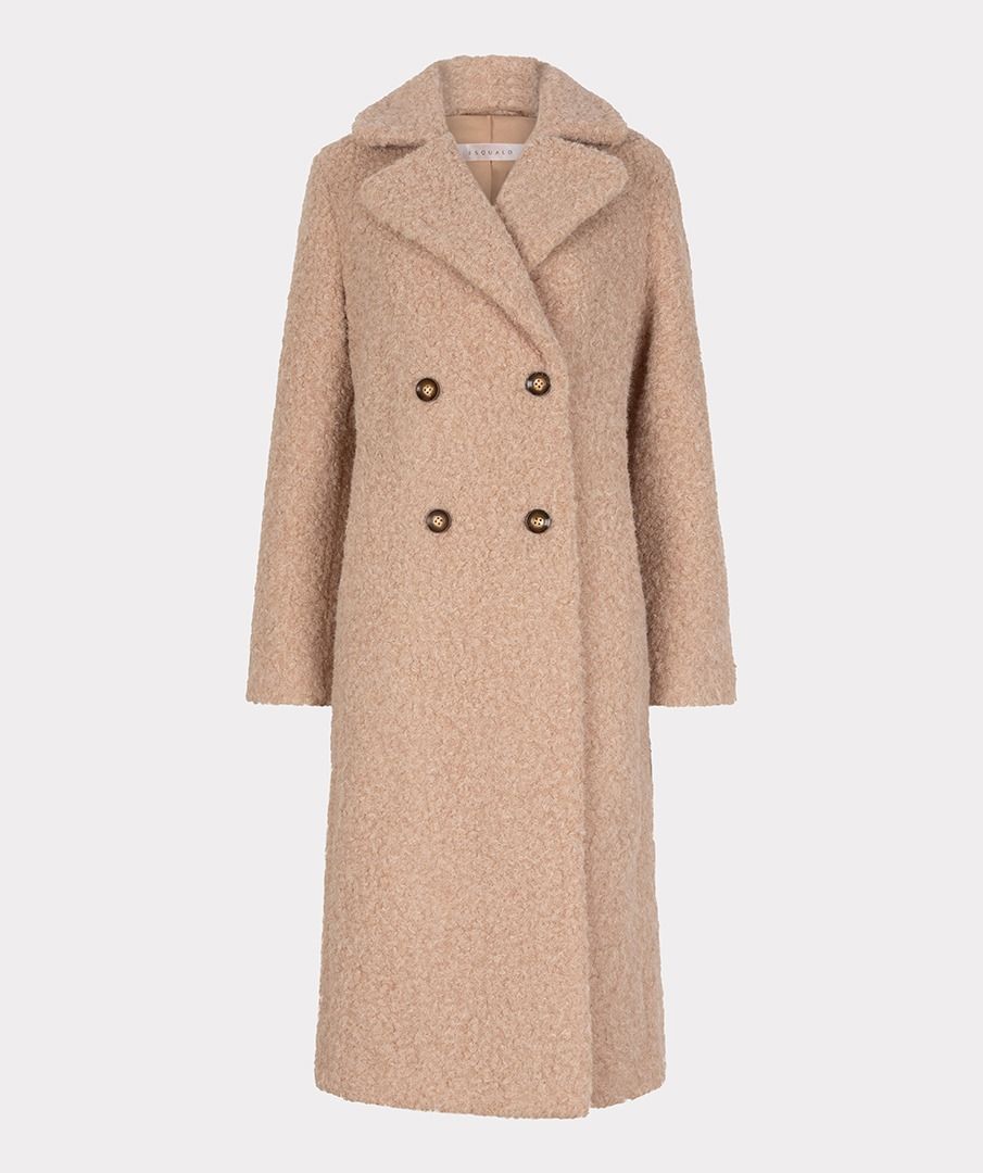 Long Boucle Coat in sand by Esqualo