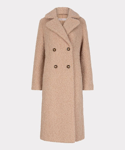Long Boucle Coat in sand by Esqualo