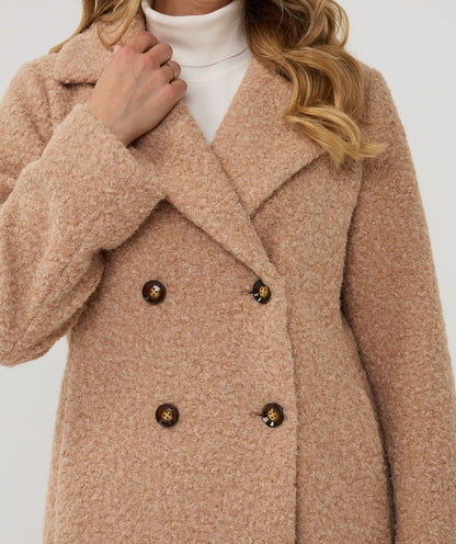 Long Boucle Coat in sand by Esqualo
