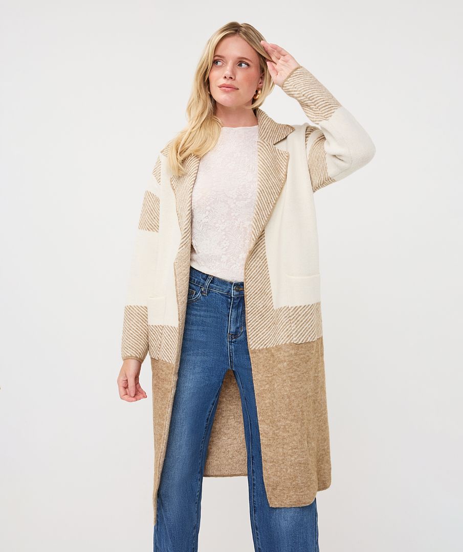 Stripe Cardigan Jacket in sand melange by Esqualo