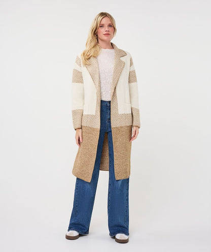 Stripe Cardigan Jacket in sand melange by Esqualo