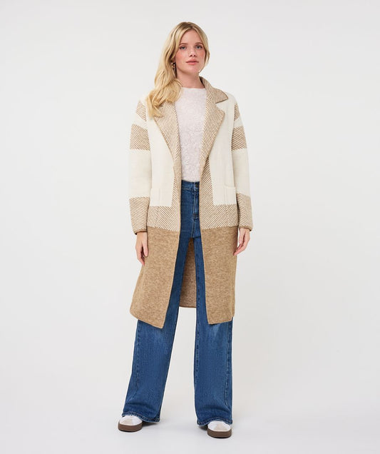 Stripe Cardigan Jacket in sand melange by Esqualo