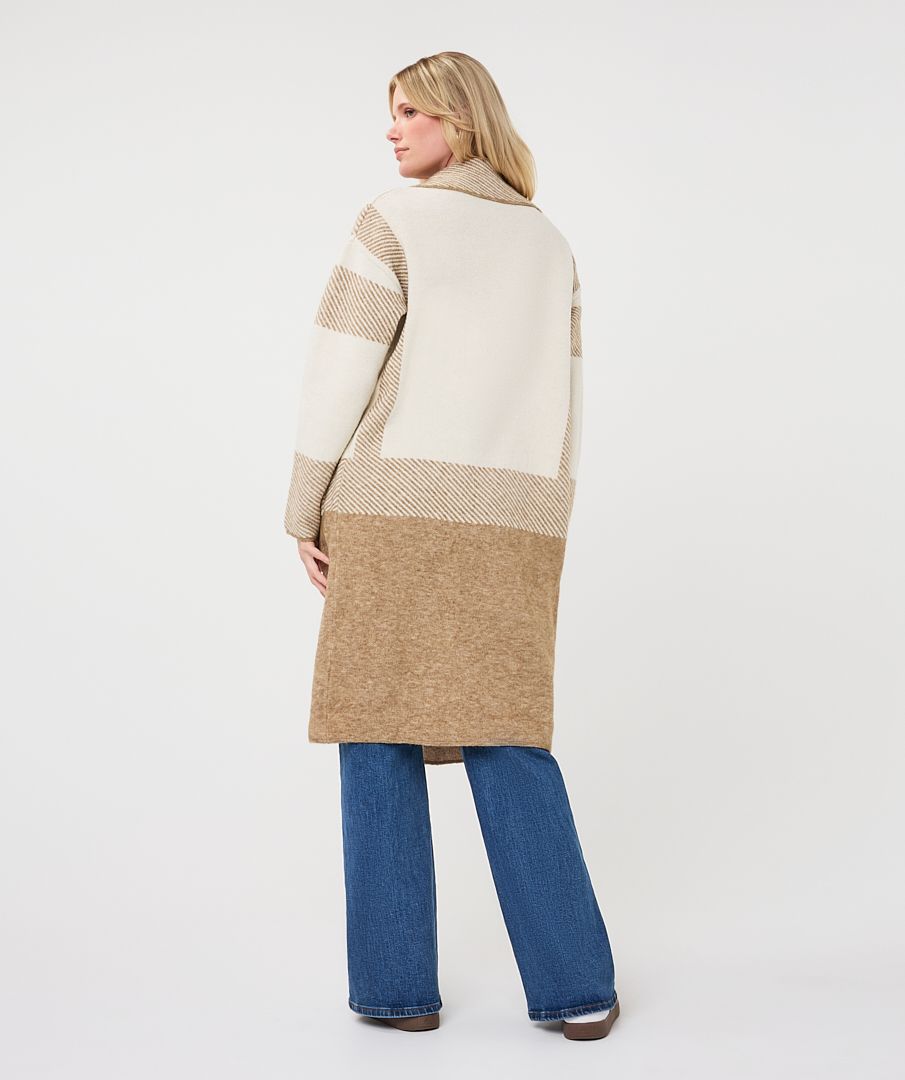 Stripe Cardigan Jacket in sand melange by Esqualo